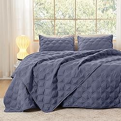 Litanika King Size Quilt Bedding Set, Dark Blue