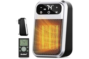 GiveBest Small Plug In Heater, Digital Display Bathroom Heaters for Indoor Use, 800W PTC Ceramic Portable Electric Mini Heat with Adjustable Thermostat and Timer for Office Bedroom Home