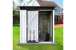 SPOWAY 5 x 3 FT Outdoor Storage Shed, Metal Storage Shed with Swinging Double Lockable Doors, Waterproof Outdoor Galvanized Steel Garden Shed for Backyard, Patio Lawn and Outside Use, White