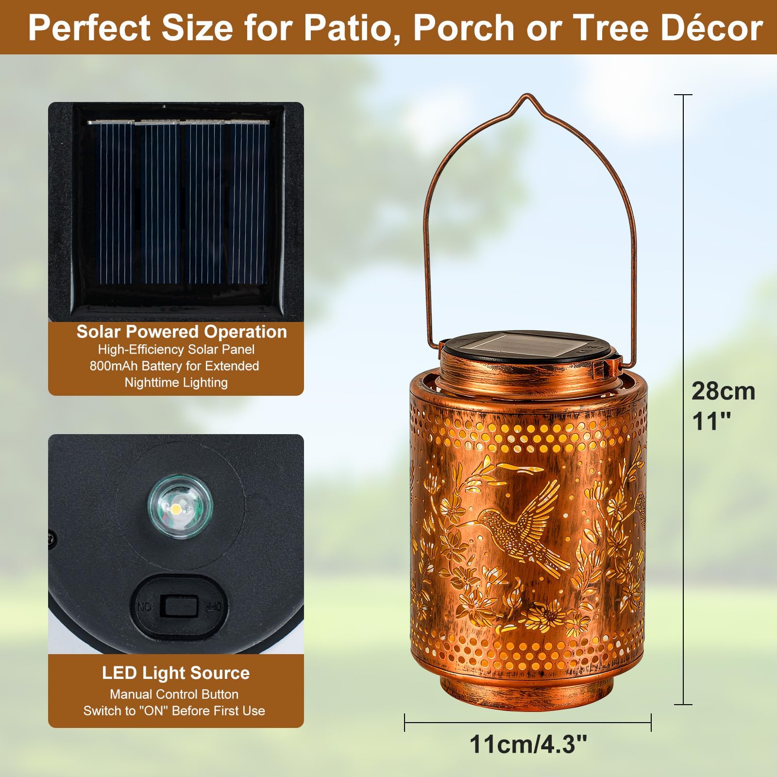 Adebime Hummingbird Solar Lanterns, Gifts for Mom, Grandma, Outdoor Waterproof Hanging Garden Decor for Patio, Yard