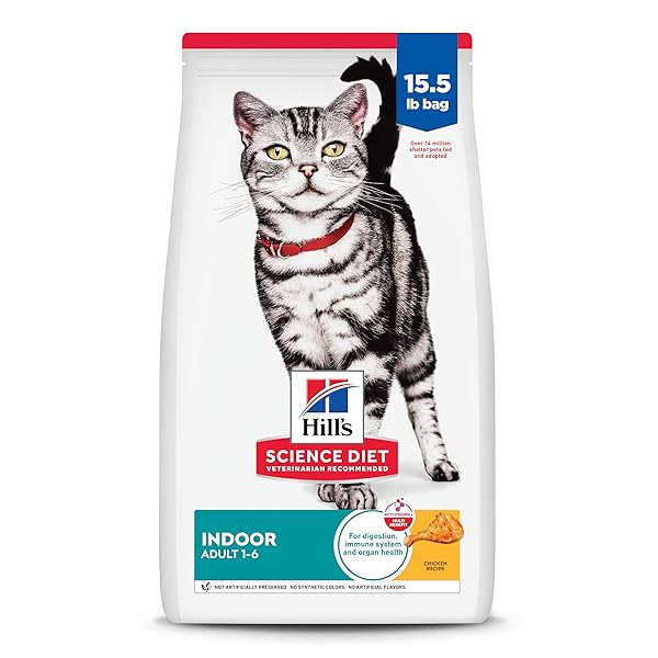 HILL’S SCIENCE DIET INDOOR, ADULT 1-6, EASY LITTER BOX CLEANUP, DRY CAT FOOD, CHICKEN RECIPE, 15.5 LB BAG