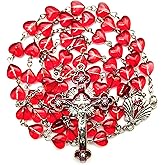 GeekTenet Rosary Beads Chaplet heart-shaped Artificial Crystal Glass Rosery Cross Catholic gifts