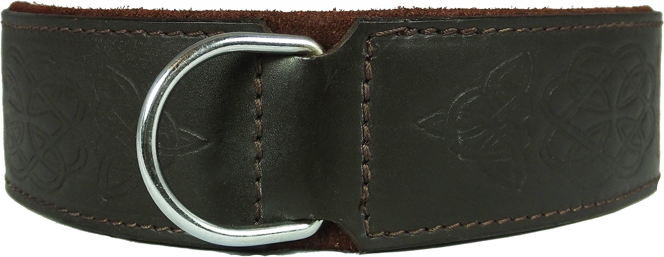 4doggies Brown Leather Celtic Embossed Dog Collar For Staffy Staffordshire Bull Terrier Bulldog (16-20 Inch - 2 Inch Wide)
