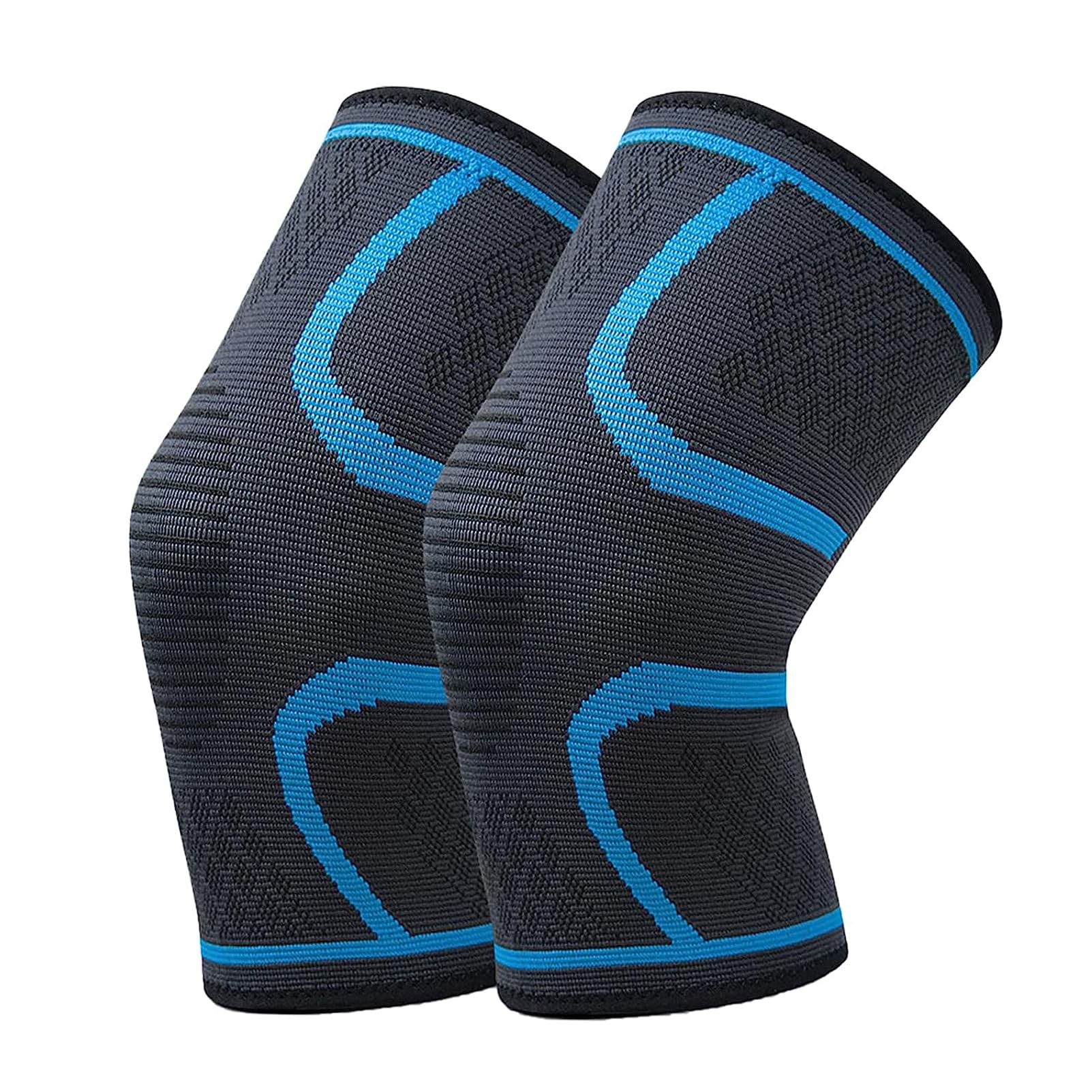 SONGQEE Knee Support Brace 2 Pack, Compression Knee Sleeve Support for Arthritis, Meniscus Tear, ACL, Pain Relief, Ligament Injury, Weightlifting, Running, Sports, Kneepads Guards for Men Women(M)