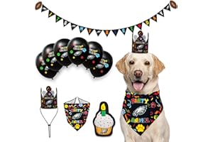 PETS FIRST NFL Dallas Cowboys Dog Birthday Party Set 10pcs with 1 Football Bandana Large/X-Large, 1 Crown Hat, 1 Banner, 1 Birthday Cake Toy & 6 B-Day Balloons, Dog Birthday Set, Costume, Fun Doggie Pawty
