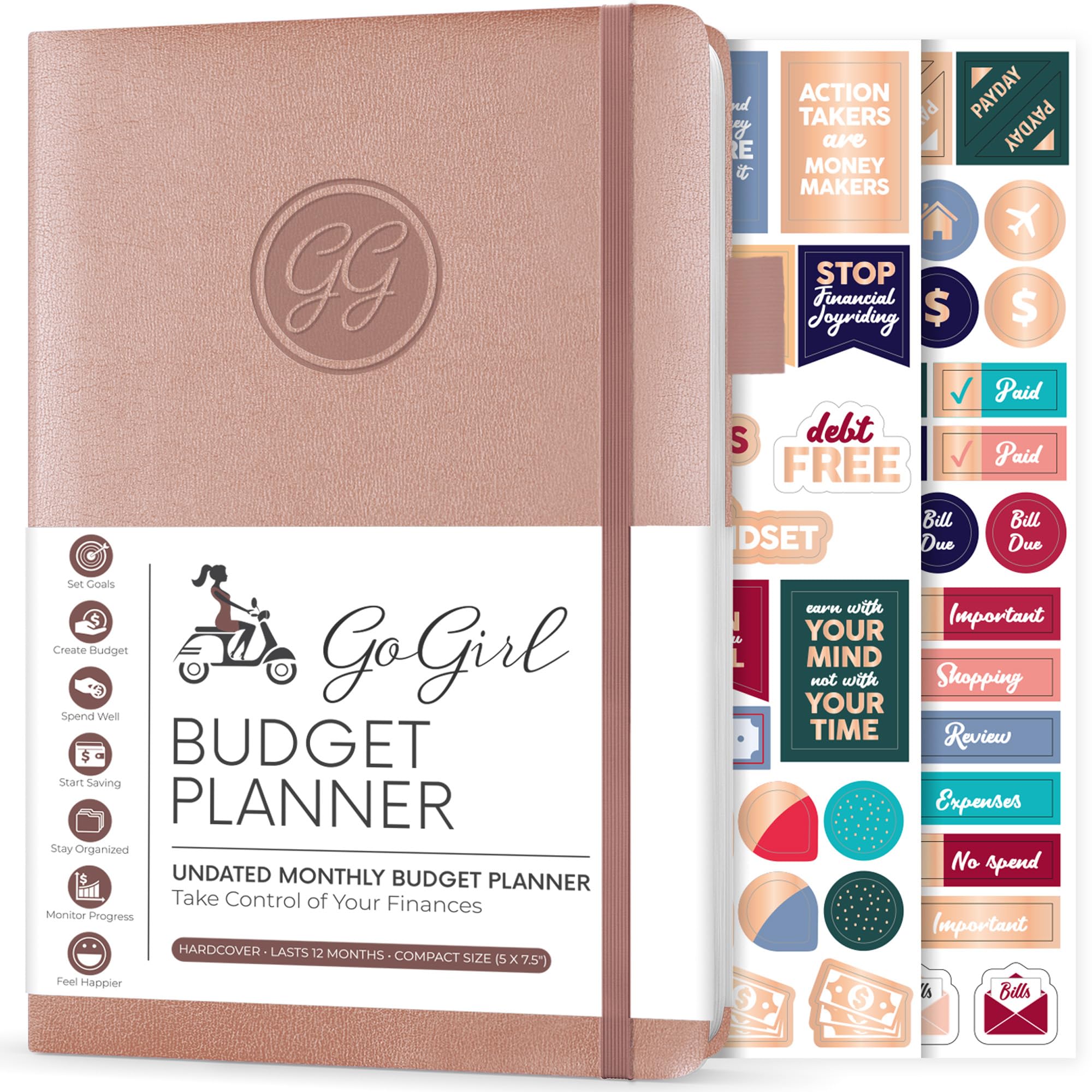 GoGirl Budget Planner – Monthly Financial Planner Organizer Budget Book. Expense Tracker Notebook Journal to Control Your Money. Undated – Start Any Time, 13.5x19cm, Lasts 1 Year – Rose Gold