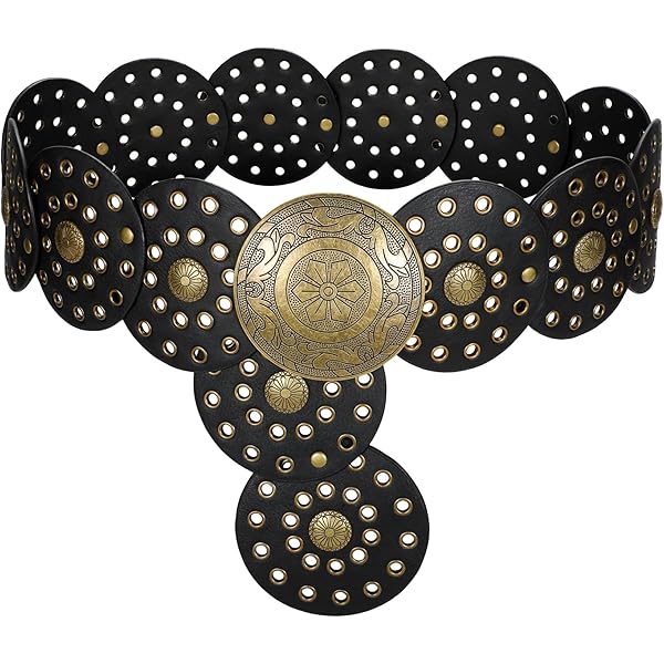 Putcuku Wide Disc Belts for Women Vintage Western Waist Belt 