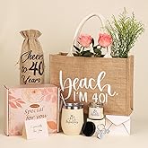 JOLYKAKI 40th Birthday Gifts for Women, 40 Birthday Gifts Ideas for Her, 40 Years Old Gift Baskets, Best 40 Fabulous 1985 Birthday Gifts Basket for Mom Sister Friend Wife Daughter Coworker