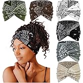Tobeffect Wide Headbands for Women, 7'' Extra Wide Boho Headbands Fashion Headwraps Stretchy Hairbands Head Scarf Hair Accessories