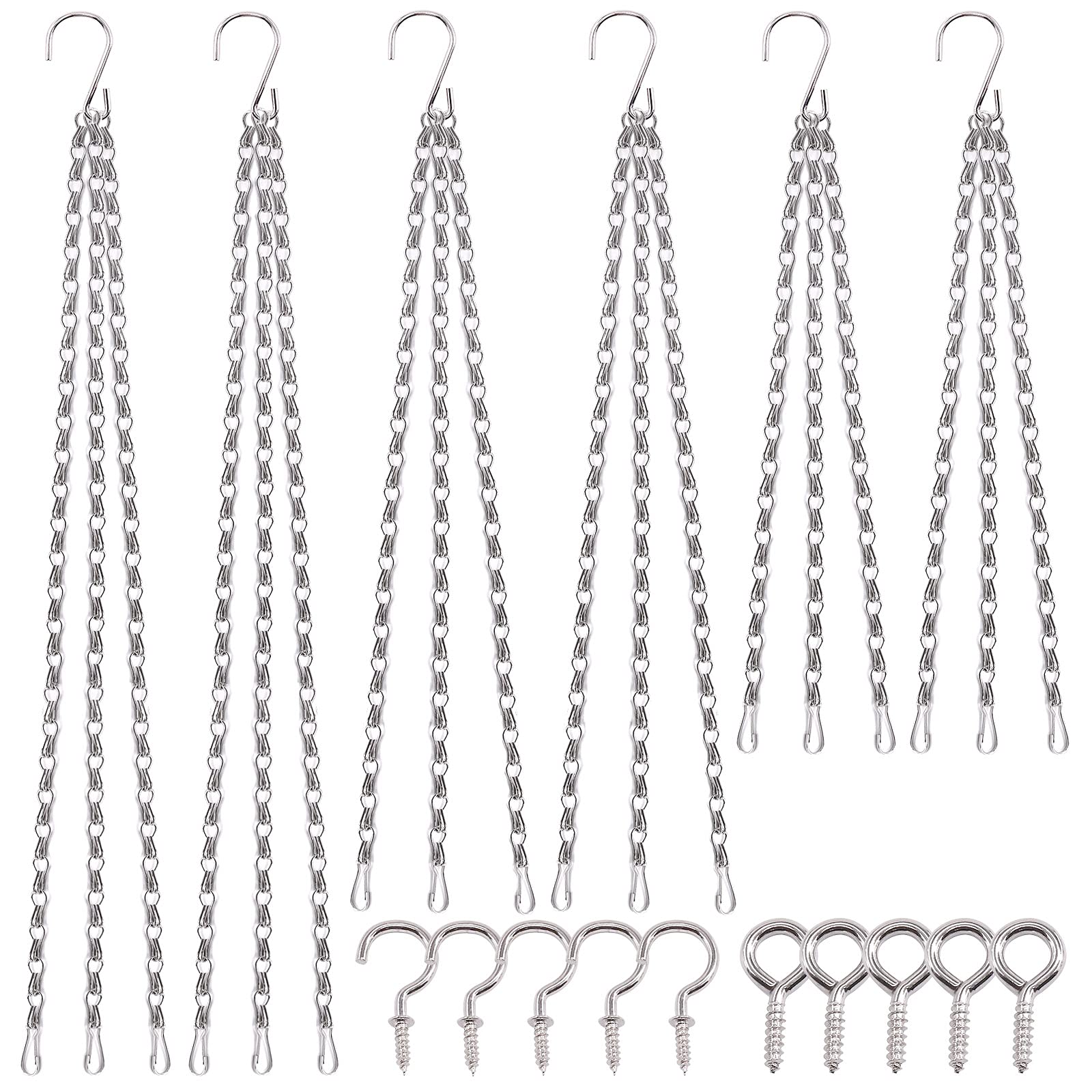 Mardatt 16 Sets 3 Types Long Hanging Basket Chains and Hooks Assortment Kit Chains Hanger for Bird Feeders, Planters, and Decors Suitable for Home Apartment Bedroom Indoor or Outdoor Use
