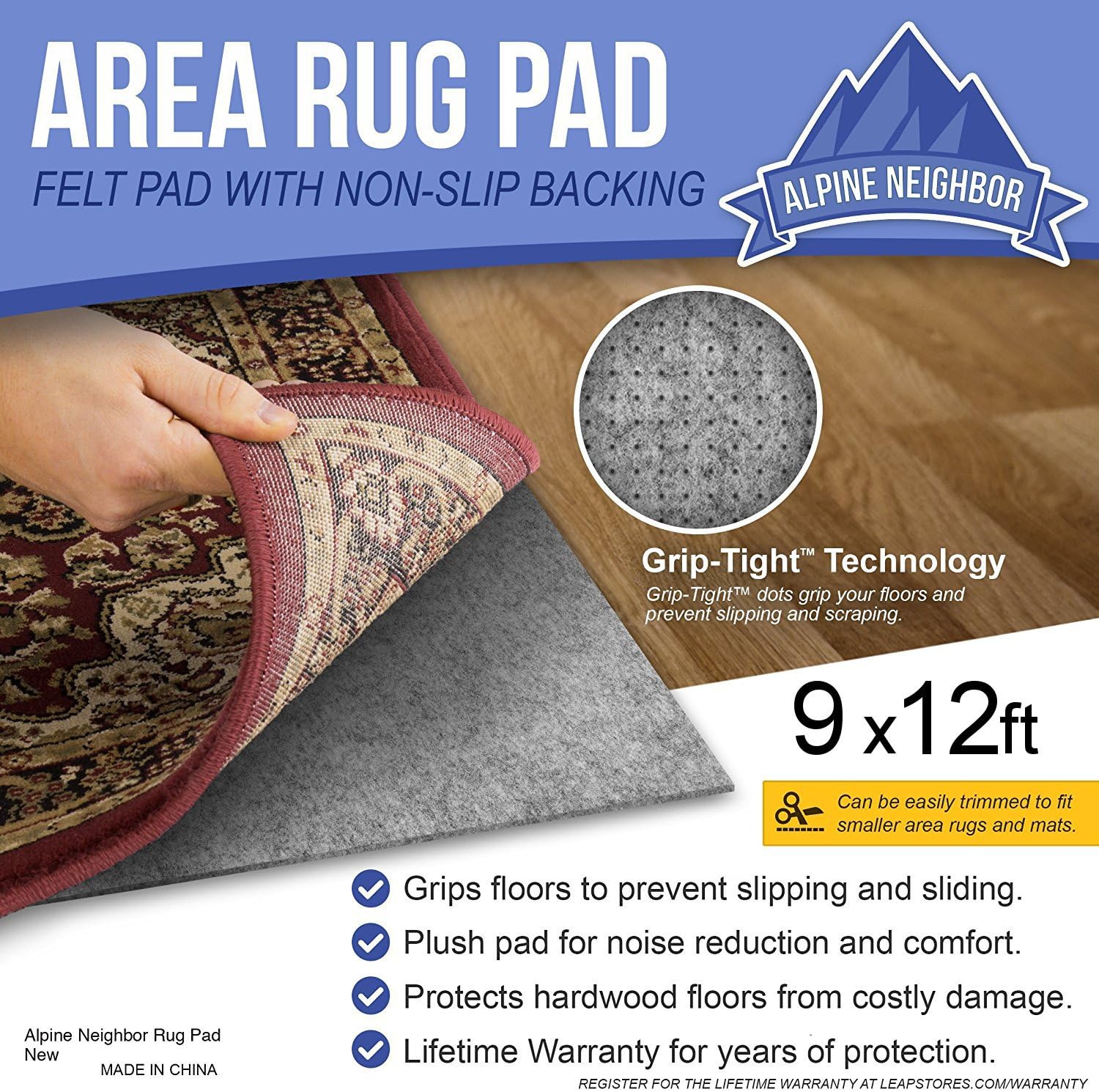 Home Decor 5x8 Non Slip Padding Perfect For Hardwood Floors Alpine Neighbor Area Rug Pad With Grip Tight Technology Thick Felt Cushion For Rugs Nonskid Kitchen Persian Carpet Mat Natural Grey