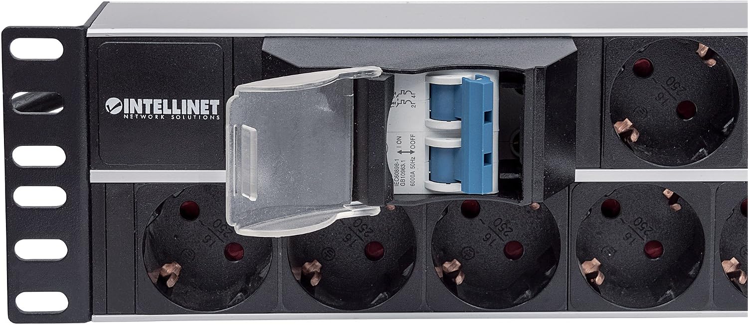 Intellinet 714051 19" 2U Rackmount 15-Output Power Distribution Unit (PDU), With Double Air Switch, 3 m (10 ft.) Power Cord - Image 5