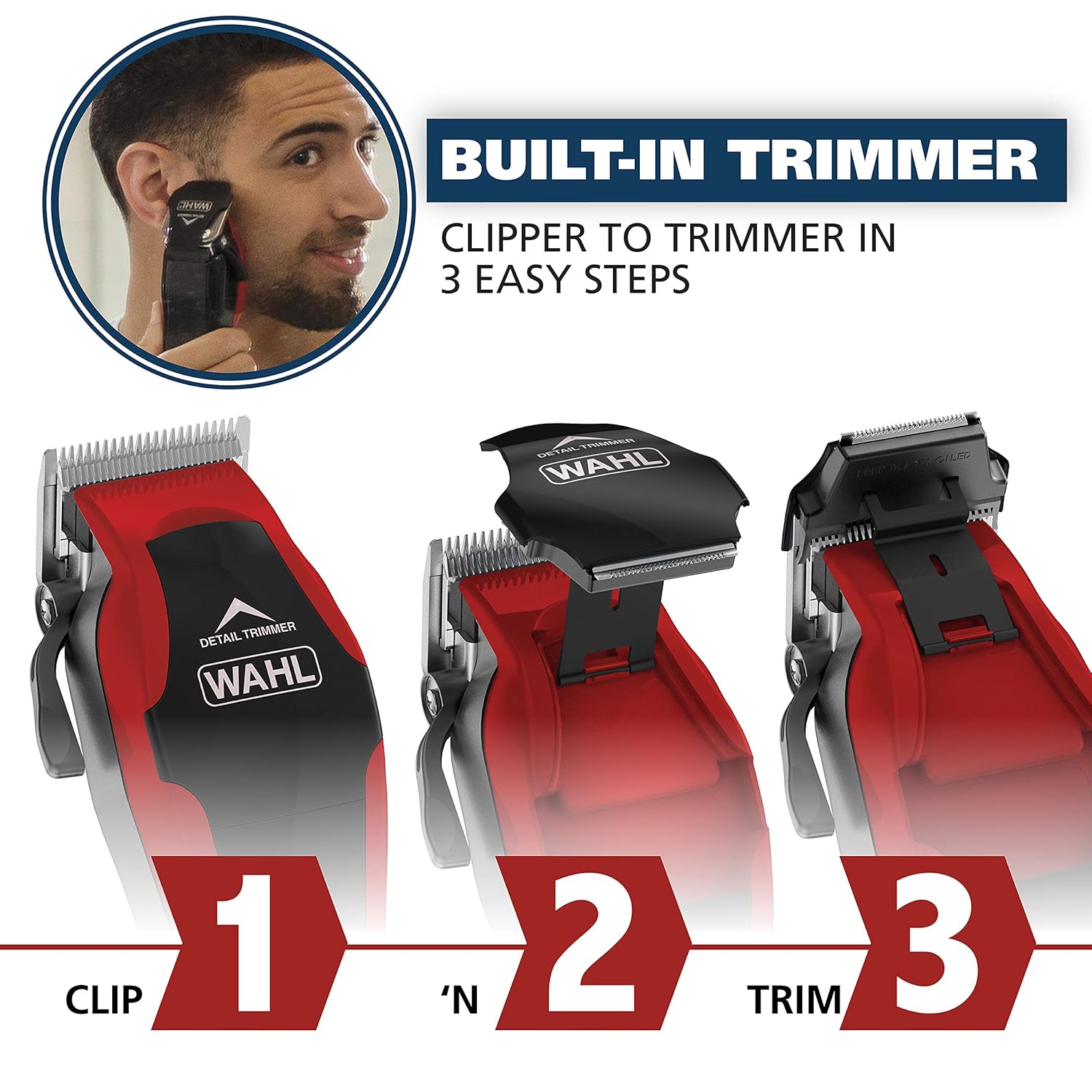 Wahl Clipper Clip 'n Trim 2 In 1 Hair Cutting Clipper/Trimmer Kit with Self Sharpening Blades #79900-1501: Beauty