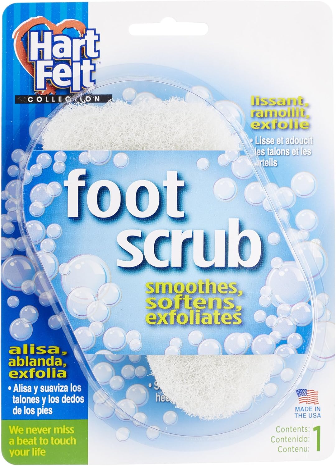 HartFelt Foot Scrub, Foot Sponge Exfoliator Skin Care Sponges for Men and Women Made in USA