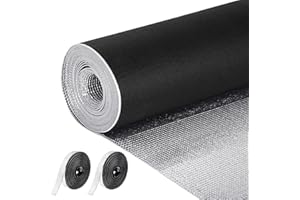 Frienda Double RV Door Window Shade Cover Blackout Reflective Insulation Roll 120x16 Inches Aluminum Foil Insulation Kit for Rv Garage Roof Door Window Skylight Shade(Black)