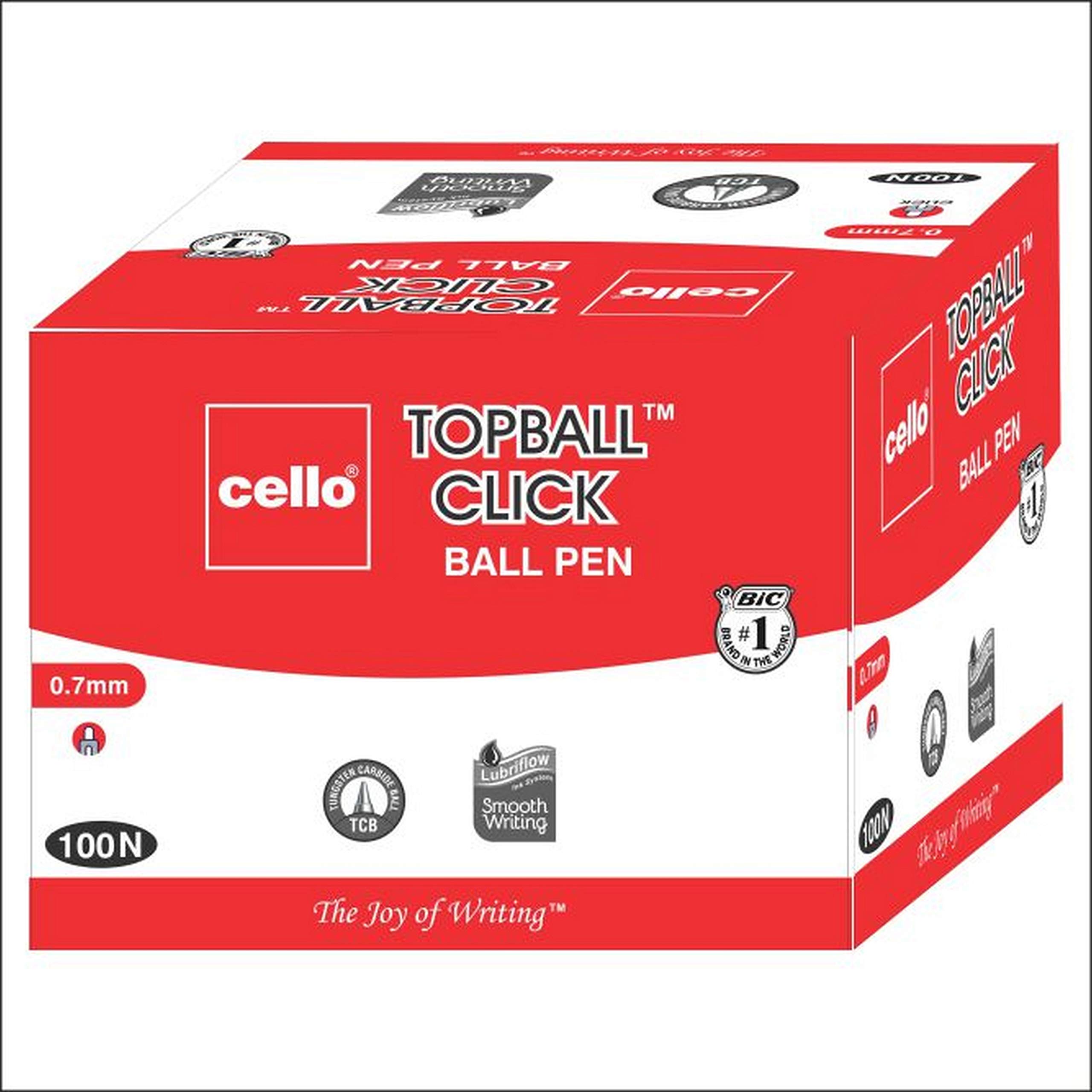 Cello Topball Click Ball Pen - Pack of 100 (Blue)