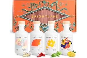 Brightland The Mini Artist Series Gift Set, 4 Piece Set - Olive Oil Bundle Includes Ardor Chili, Rosette Garlic, Lucid Lemon & Arise Basill Infused Oils - 4 x 3.4 Fl Oz Bottles