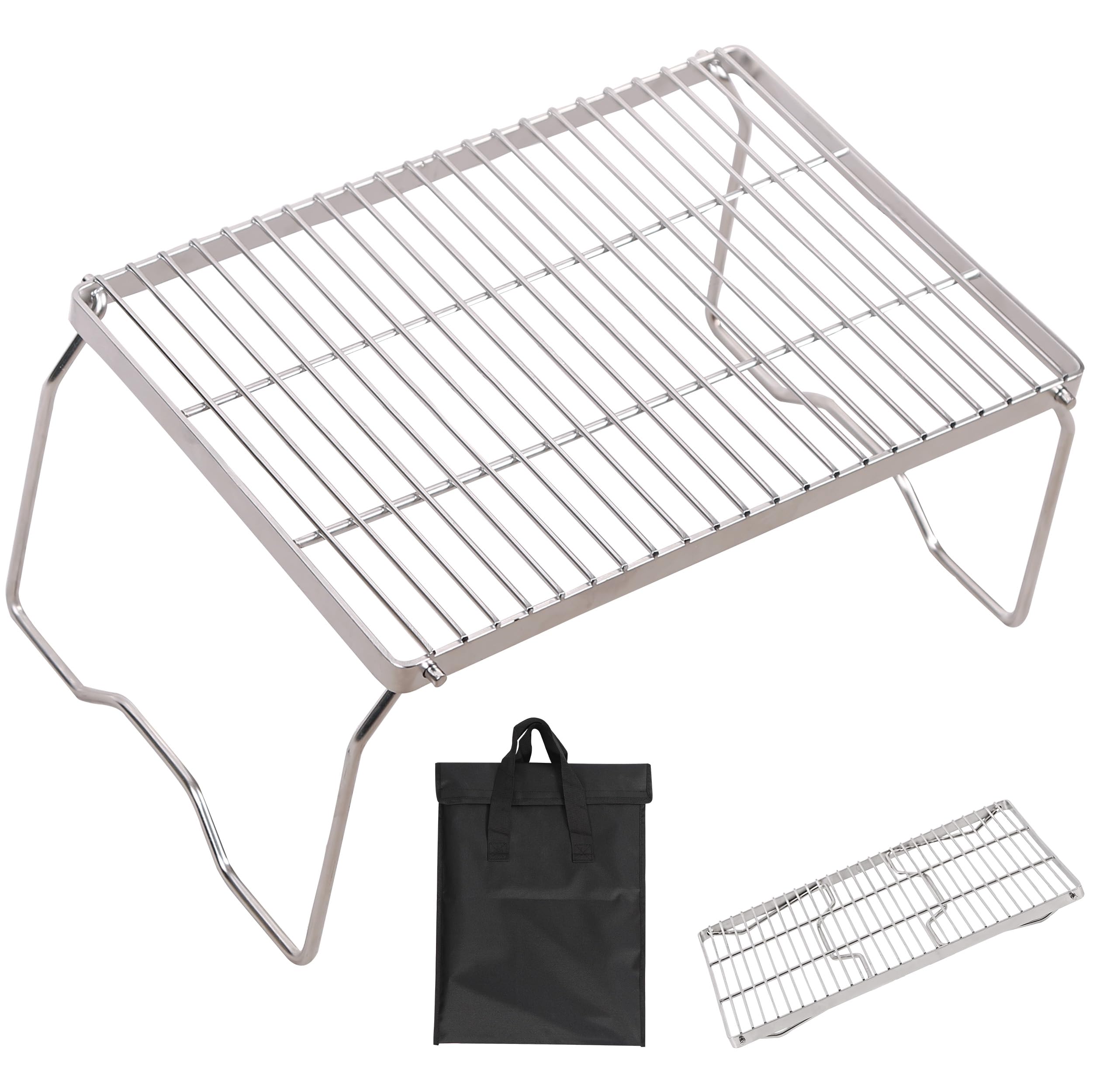 Photo 1 of **********MISSING PARTS*******
REDCAMP 17" Large Folding Campfire Grill 304 Stainless Steel Grate, Heavy Duty Portable Camping Grill with Carrying Bag for Outdoor Cooking Backpacking Hiking Picnics BBQ