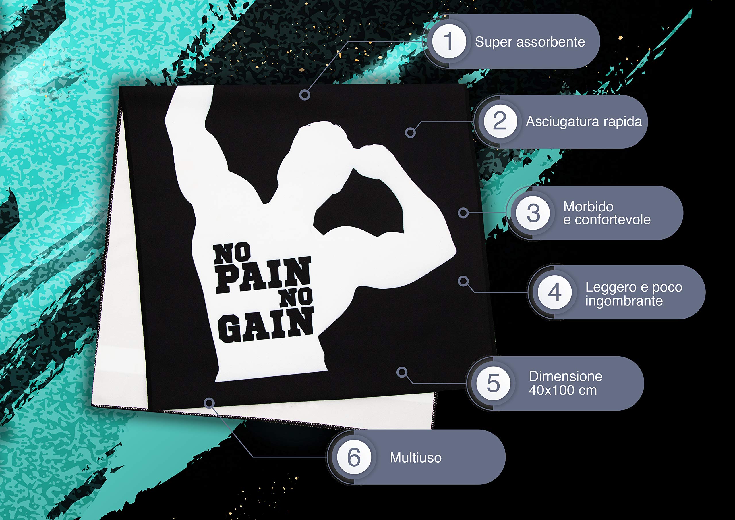 Hee-Star Asciugamano Palestra - Telo in Microfibra Ideale per Fitness e Sala Pesi - Asciugamano Sportivo - Leggero e Super Assorbente - Telo Palestra per Body Building