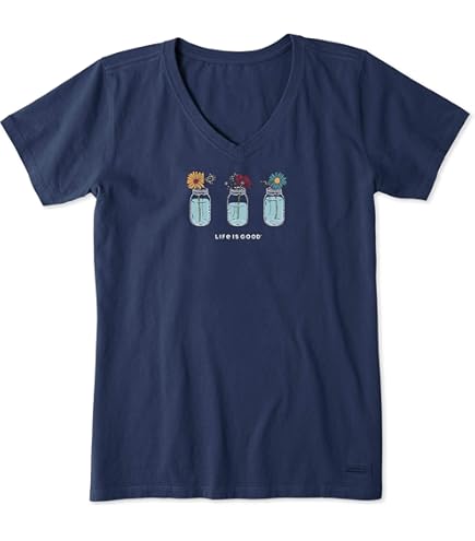 T-shirt Life Is Good Crusher Vee - Femme Manches Courtes, Bleu Foncé
