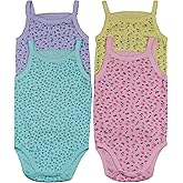 ToBeInStyle Baby Girls' 4 Pack Overall One-Piece Bodysuit