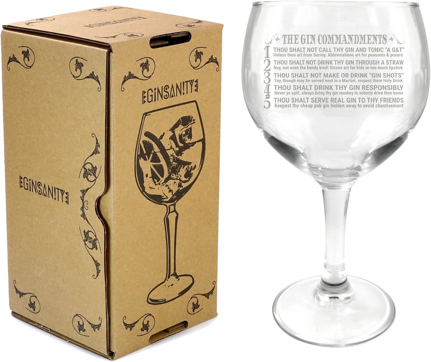 Ginsanity 22oz (645ml) Gin Balloon Glass Cocktail (Gin Commandments)