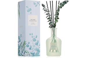 COCORRÍNA Eucalyptus & Wild Mint Reed Diffuser – 6.76 oz Essential Oil with Sticks & Dried Eucalyptus, Home Fragrance for Bedroom or Bathroom Décor