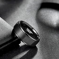 TRUMIUM Black Rings for Men Women Tungsten Carbide