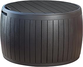 Keter - Arcón exterior redondo Circa ratán, Capacidad 143 itros, Color marrón 