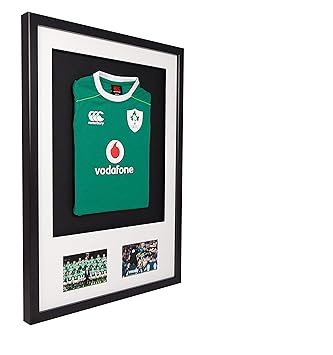 Vivarti DIY Infant 3D montiert + Doppelte Öffnung Sport Shirt Display Rahmen 50 x 70 cm – Rahmen schwarz, weiß Passepartout, 