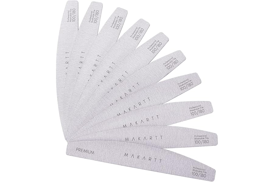 Makartt Nail File: Professional Nail Files, 100/180 Grit Emery Boards for Nails, 10 Pcs Zebra Doubled Sides Coarse Fingernail Filer for Acrylic and Extension Gel Removal Manicure Kit Salon Home Use