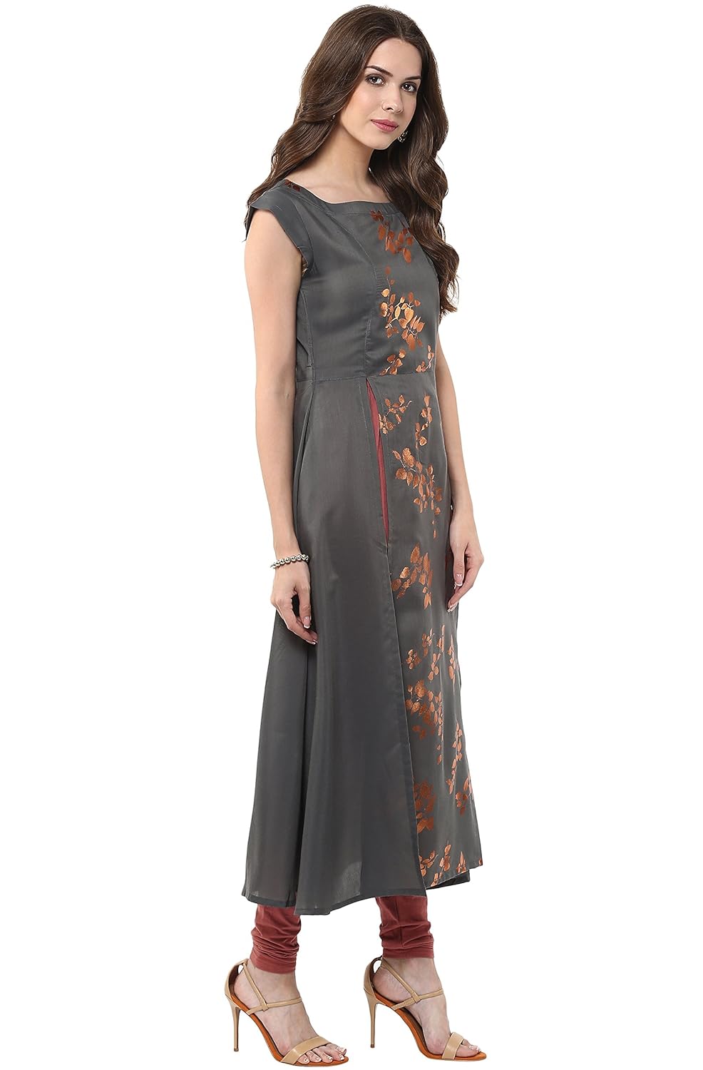 janasya women's polyester crepe anarkali kurta