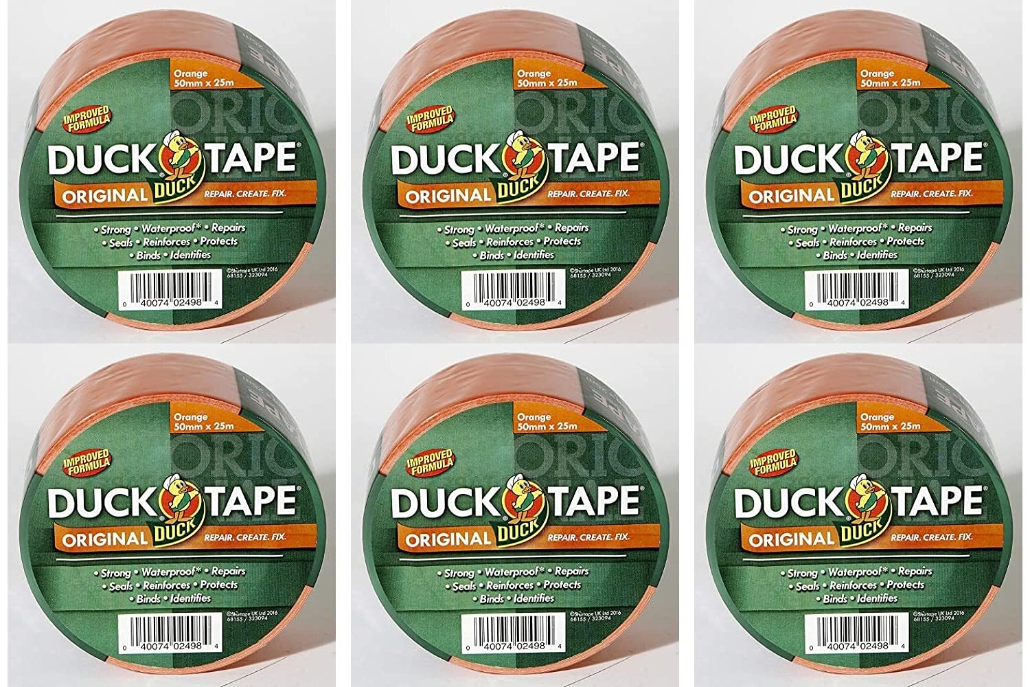 Duck Tape Original Orange, 50 mm x 25 m, Pack of 6