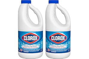 Clorox Bleach Cleaner, 2 Pack Original Concentrated Bleach, Easy Pour Bottle with Handle, Moldand Mildew Remover, Removes Stains and Whitens, 43 oz Each