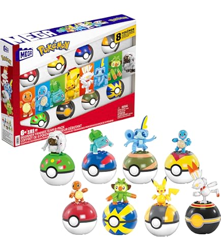 MEGA Pokémon Building Toys Set Kanto Region Trio with 529 Pieces and 3 Poseable