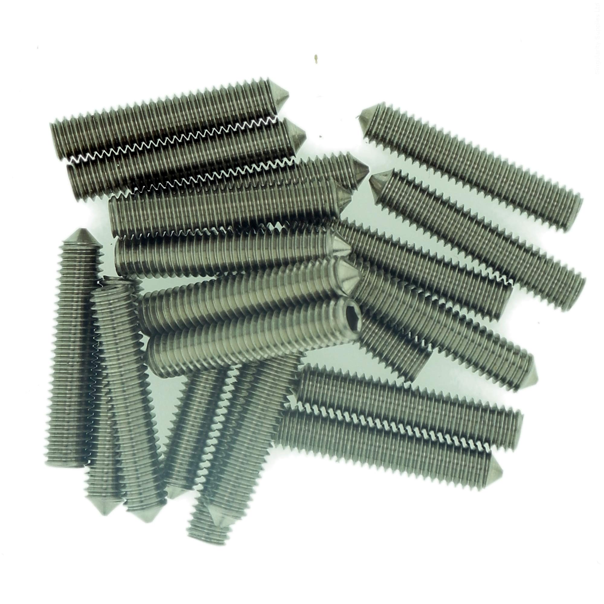 M3 (3mm x 8mm) Hex Socket Grub Screw (Cone Point) - Stainless Steel (A2) (Pack of 20)