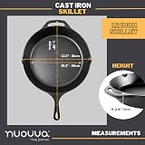 nuovva Pre Seasoned Cast Iron Skillet 12 Inch Oven Safe Frying Pan view 2