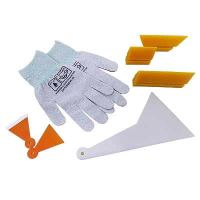 Silent Revolution SR Car Wrap Tool Set- 3 Types of Yellow Turbo Squeegee, Glove, Micro Detailing Squeegee, and White Paddle Squeegee