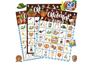 FENKYSOIX Oktoberfest Games for Kids 24 Players Oktoberfest Bingo Cards for Large Group for Adults Classroom School Activities German Party Favors Supplies