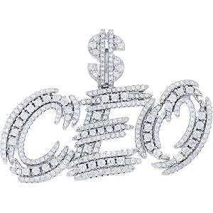 Sterling Silver Mens Moissanite Dollar Sign CEO Talking Fashion Pendant – Elegant Jewelry Gift for Birthday, Anniversary, Eng