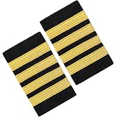 2 Pcs Professional Pilot Uniform Epaulets Four Bars Captain Shoulder Boards Gold Stripes Captain Shoulder Boards Insignia Sliders Christmas Cosplay Gift