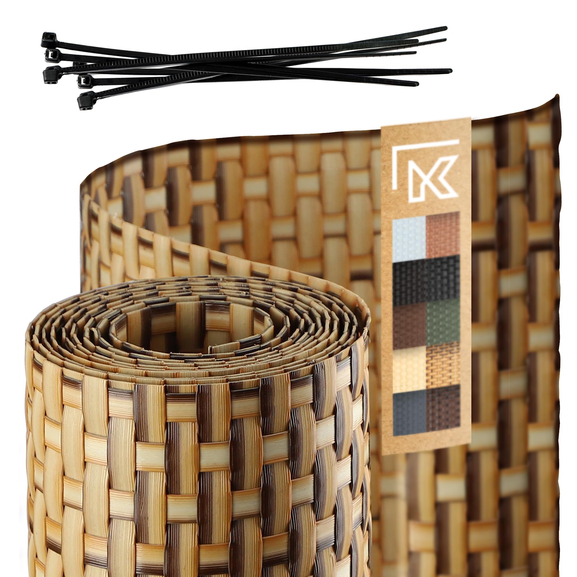 KADAX Fence Tape, Synthetic Rattan Tape in Several Colours, Weatherproof Privacy Screen Strips for Garden, Balcony, Terrace, Durable Fence Screen (19 x 255 cm, Sand)