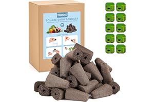TISOHUGO 50 Pack Square Seed Starter Pods for Indoor Hydroponics Growing System, 50pcs Squared Grow Sponges with 10 Square Pods Labels, Supplies Replacement Compatible with IDOO, QYO, LYKO