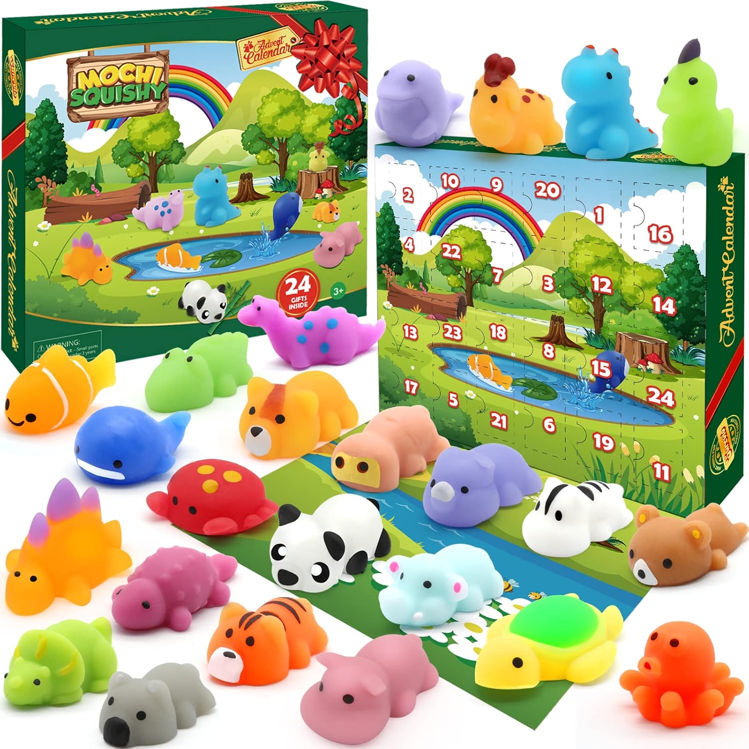 Advent Calendars - SURCVIO Christmas Advent Calendar 2023 for Kids, 24 Days of Mochi Squishy Assorted Animal Toys Countdown Calendar, Xmas Stocking Stuffers Gifts for Boys Girls Christmas Party Favor