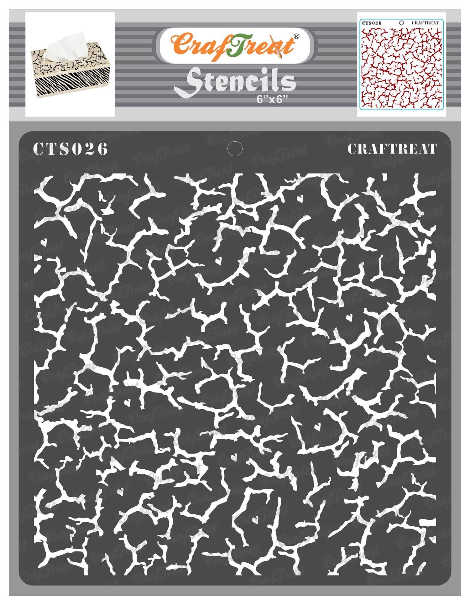 CrafTreat Reusable Texture Crackle Stencils for Painting on Wood, Canvas, Paper, Fabric, Floor, Wall and Tile - Crackle - 6x6 Inch - DIY Art and Craft Stencils Crackle - Texture Templates โ image 1