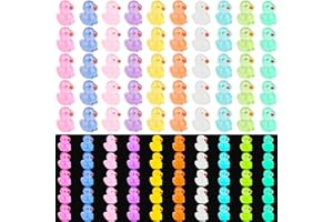 KINBOM 100pcs Mini Luminous Ducks, Luminous Resin Ducks Resin Ducks Miniature for Crafts School Dollhouse Halloween Decoration (Multicolored)
