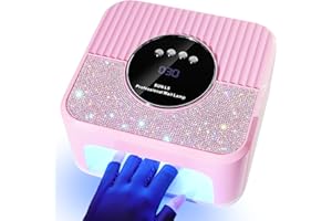 LIMEGIRL UV LED Nail Lamp Kit for Gel Polish Professional Fast Curing Pink Dryer Light Set with UV Protection Gloves Cordless Rechargeable Nail Art Cure Machine for Manicure Pedicure at Home and Salon