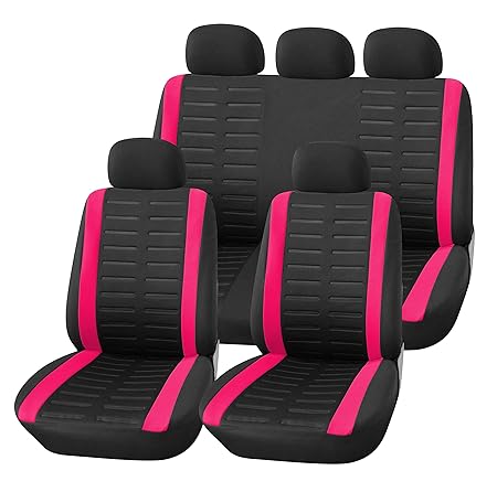 Upgrade4cars Auto-Sitzbezüge Set Pink Schwarz | Auto-Schonbezüge Rosa Universal | Auto-Zubehör Innenraum B1-pink