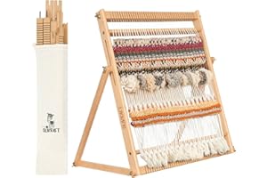 Olikraft Wooden Weaving Loom with Adjustable Stand - Weaving Looms for Adults and Kids. Loom Kit. Small Heddle. Telar. (Large