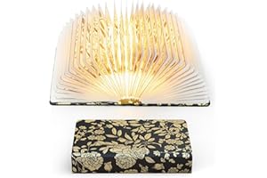 ZBOLE Floral Print Book Light,3-Color Book Lamp Book Lovers Gifts | 1200mAh Portable Foldable Paper Desk Lamp | Night Reading Bookshelf Lamp, Gifts for Women Birthday Ambient Lighting(Black Gold)